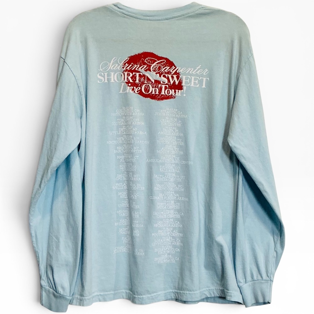 Sabrina Carpenter Short n Sweet Tour 2024 Long Sleeve Shirt Blue Unisex Large